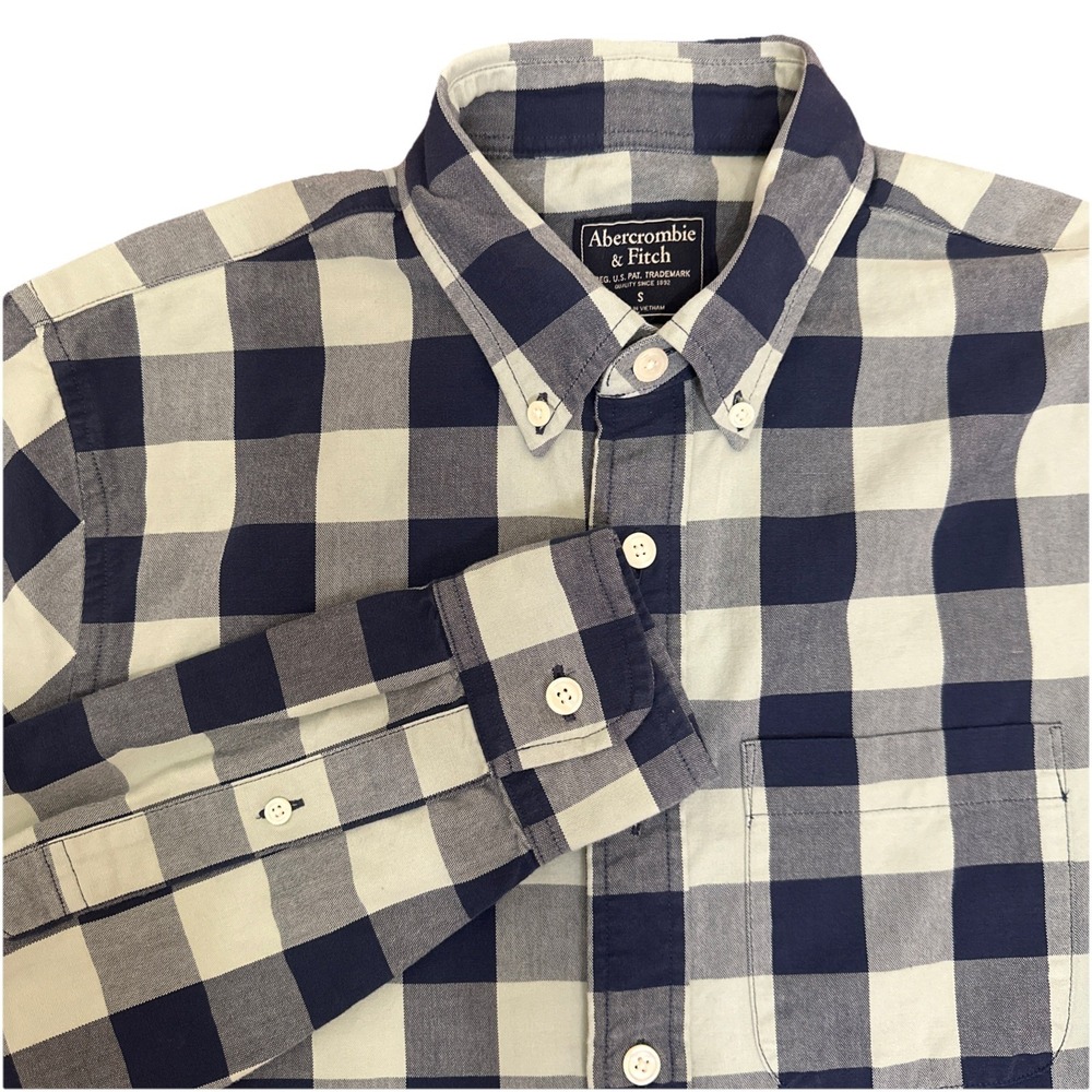 Abercrombie & Fitch Button Down Shirt Blue/Green Check Men's Size Small - Picture 2 of 5
